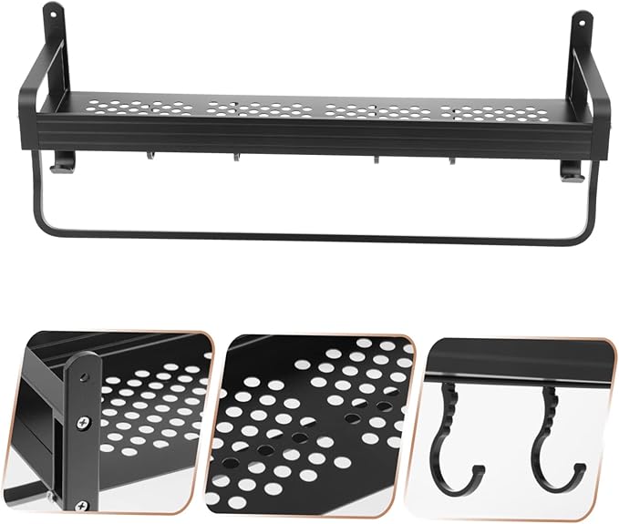 Aluminium Storage Rack Bathroom Counter Organizer Wall-Mounted Toilet Shelf Space Saving Storage Shelves