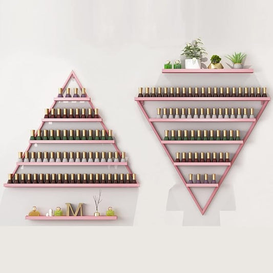 Nail Polish Rack Wall Mounted Perfume Organizer Shelves ,Triangle Nail Polish Metal Holder Essential Oil Display Case Shelf for Home Salon Business Spa, Cosmetics Bottles Storage Cabinet Spice Rack