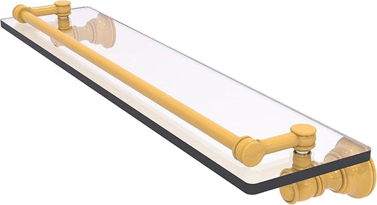 Allied Brass CL-1-22-GAL-SGL Carolina Collection 22 Inch Glass Shelf with Gallery Rail, Spanish Gold