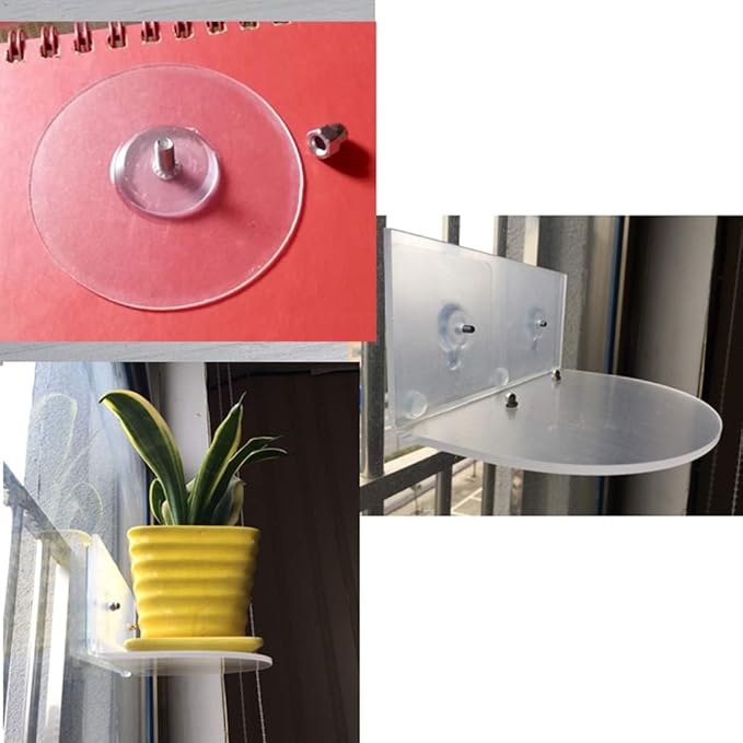 Suction Cup Window Shelf Acrylic Plant Shelf for Garden Bathroom Shelf Removable Wall Mounted Shelf