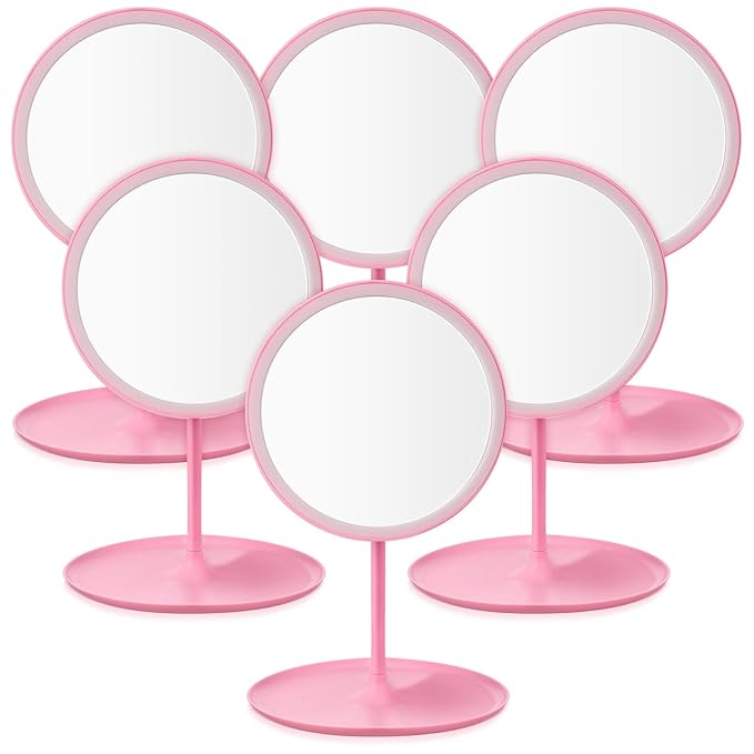 DoubleFill 6 Pcs Spa Party Mirrors Gifts Sleepover Party Favors Make up Table Mirror for Women Girls Mothers Day Accessory Sleepover Supplies Bridesmaid Gifts Slumber Birthday Favors(Pink)