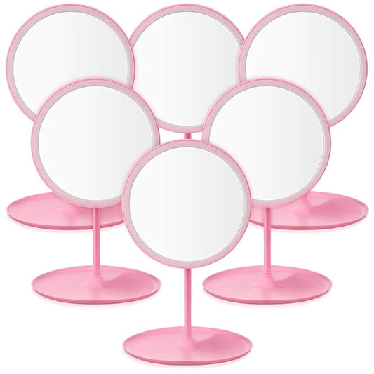 DoubleFill 6 Pcs Spa Party Mirrors Gifts Sleepover Party Favors Make up Table Mirror for Women Girls Mothers Day Accessory Sleepover Supplies Bridesmaid Gifts Slumber Birthday Favors(Pink)