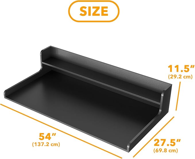 SpaceAid Washer Dryer Countertop with 2-Tier Shelf, Wood Topper with Edge, 54" Width x 27.5" Depth Cover Organizer Guard for Washer and Dryer Counter Laundry Hamper Storage (Black)