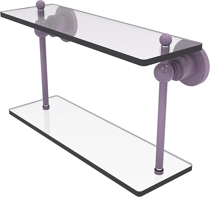 Allied Brass AP-2/16-LVN Astor Place Collection 16 Inch Two Tiered Glass Shelf, Lavender