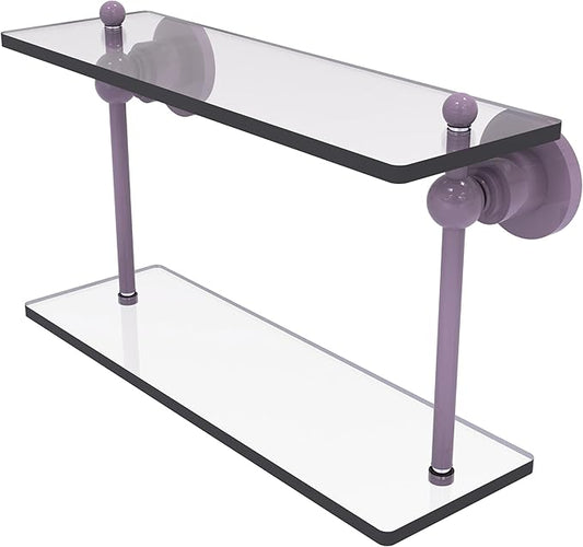 Allied Brass AP-2/16-LVN Astor Place Collection 16 Inch Two Tiered Glass Shelf, Lavender