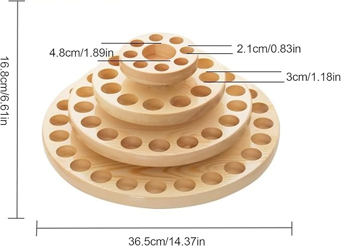 63 Slots Wooden Essential Oil Storage Rack, Rotating Cosmetics Display Stand, 4 Tiers Wood Essential Oil Display Stand for 63 Bottles