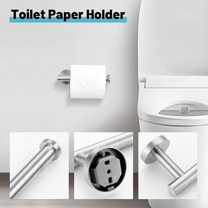 10 Pieces Brushed Nickel Bathroom Hardware Accessories Towel Bar Set 23.6 Inch Towel Rack Set for Bathroom SUS304 Stainless Steel Toilet Paper Holder Towel Holder Wall Mounted
