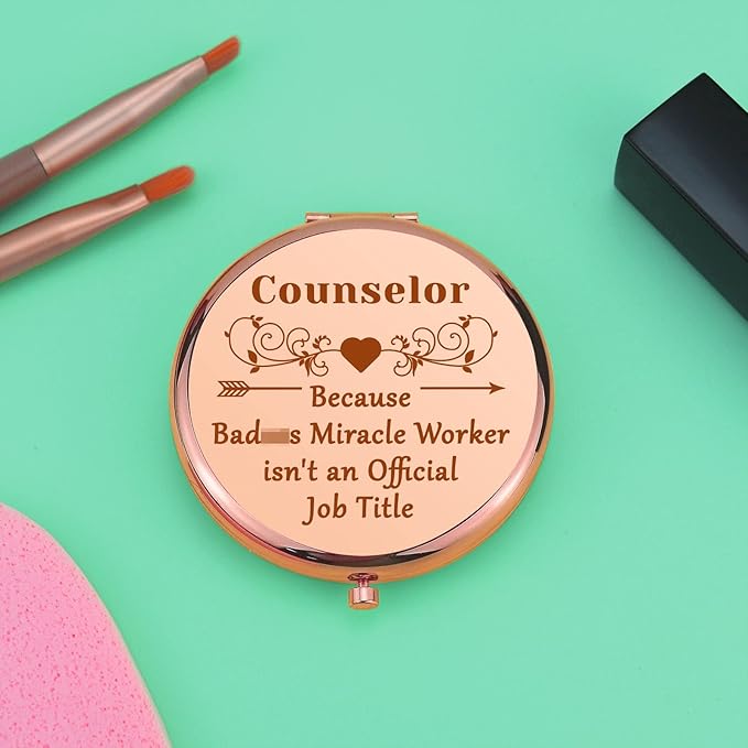 School Counselor Appreciation Gift Counselor Gifts for Women Compact Makeup Mirror for Teacher Counselors Thank You Gifts Folding Makeup Mirror Retirement Christmas Birthday Gift
