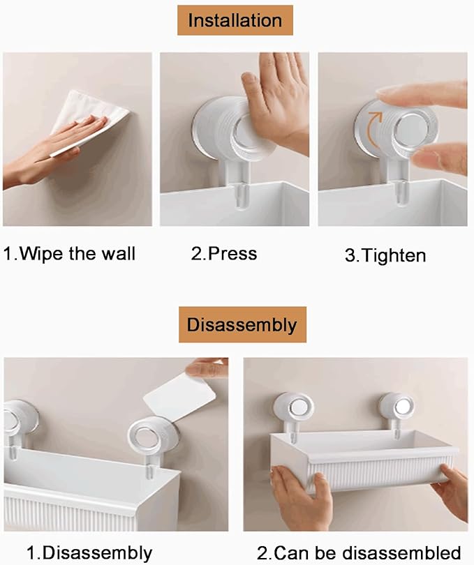 Removable Wall-Mounted Bathroom Shelves Suction Cup Bathroom Shelves Plastic Bathroom Shelves Large Capacity Bathroom Shelves Large Capacity