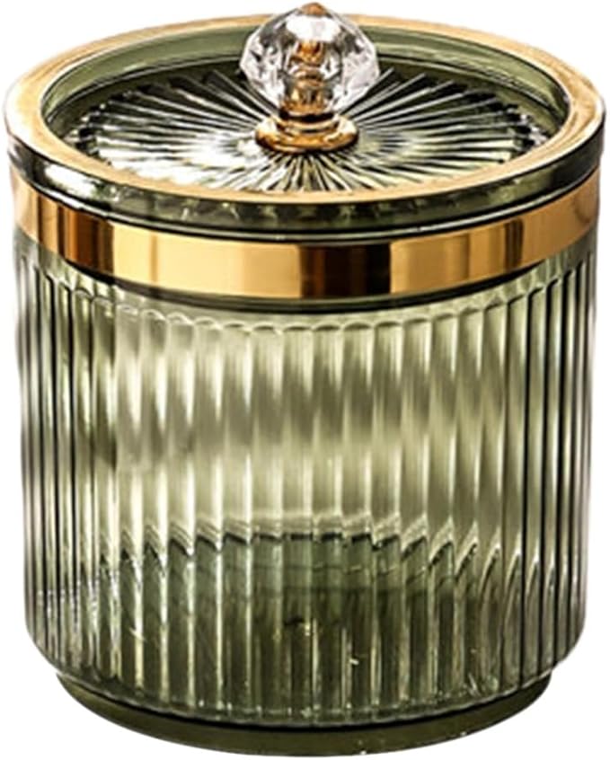 Bathroom Storage Jar for Cotton Balls Makeup Pads Accessories Holder with Protective Lid Toothpick