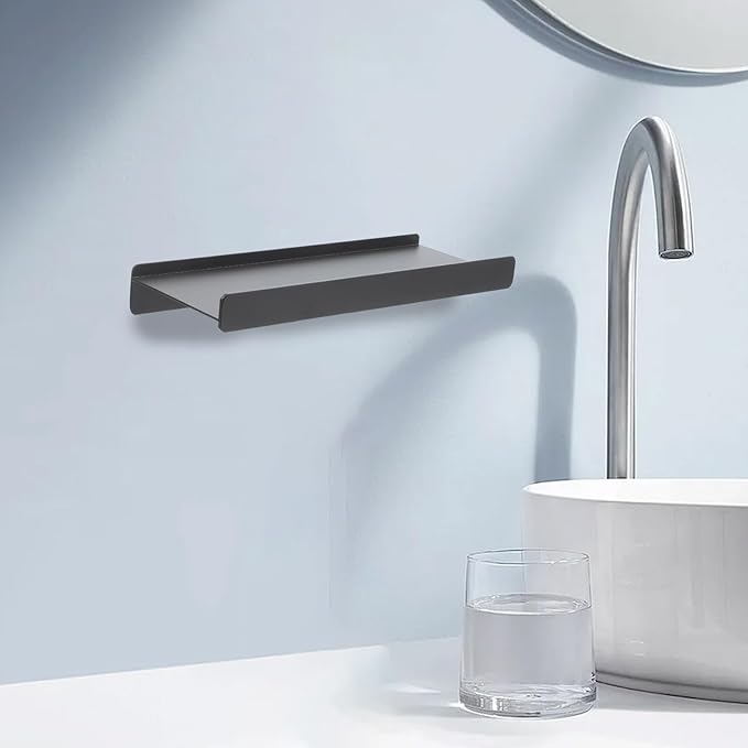 Garneck Bathroom Shelf Organizer Wall Mounted 30cm Aluminum Alloy Floating Metal Shelf for Bathroom Storage Dark Metallic Space-Saving Rack for Toiletries and Accessories