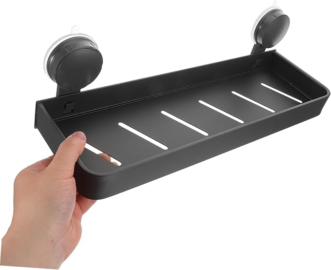 Wall Mounted No Drill Suction Cup Shelf for Toiletries Cosmetics Strong Support for Glass Tile Surfaces Modern Finish Easy Installation
