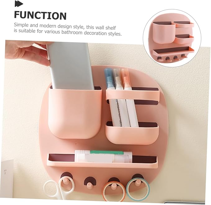 Alipis Wall Mounted Bathroom Shelf Organizer Multi Function Storage Rack with Compartments Storage Tray Hooks Stylish Space Saving Design for Toiletries Reliable Materials