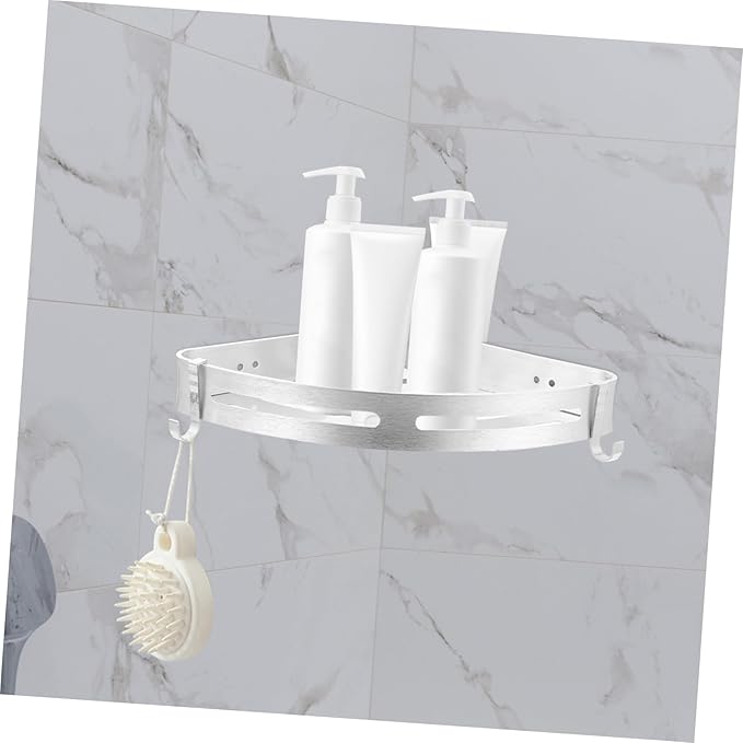Wall-Mounted Storage Rack Aluminum Triangle Shelf Bathroom Kitchen Organizer Space-Saving Silver Holder for Shampoo Soap Towels
