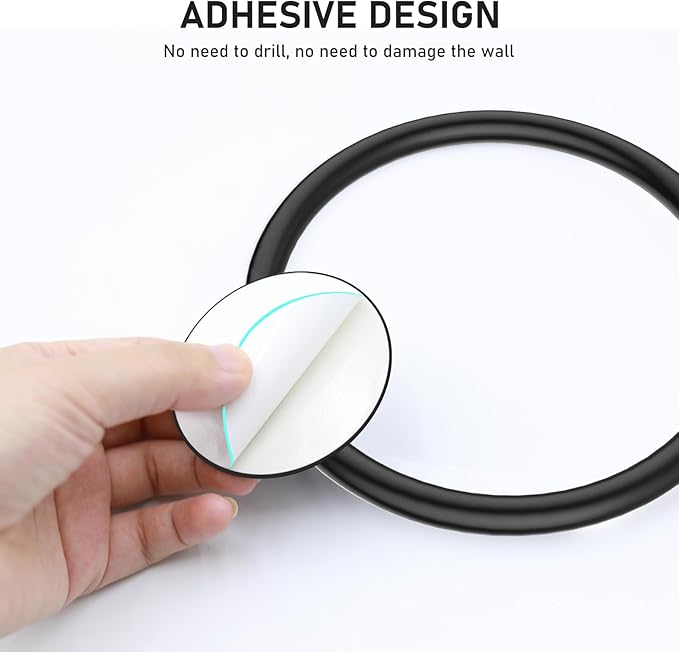 SetSail Adhesive Towel Holder for Bathroom Wall Matte Black Hand Towel Ring Stainless Steel Towel Hanger for Bathroom, Kitchen
