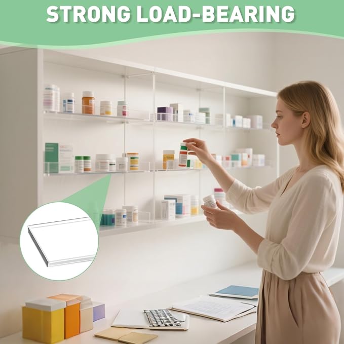 6pcs Medicine Cabinet Shelf Replacement 13inch Wooden Medicine Cabinet Shelves Wooden Bathroom Cabinets Shelves for Living Room Bathroom Kitchen Wall Mounted Medicine Cabinets (Transparent)