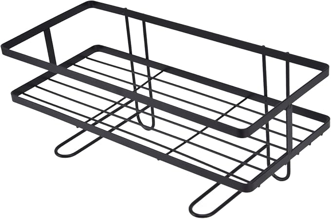 YWBL-WH Bathroom Toilet Shelf, Iron Craft Space Saver with Hooks, Easy Installation for Storing Toiletries and Accessories in Small Spaces (Black)