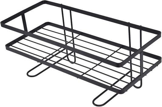 YWBL-WH Bathroom Toilet Shelf, Iron Craft Space Saver with Hooks, Easy Installation for Storing Toiletries and Accessories in Small Spaces (Black)
