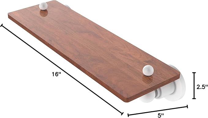 Allied Brass AP-1-16-IRW Astor Place Collection 16 Inch Solid IPE Ironwood Wood Shelf, Matte White