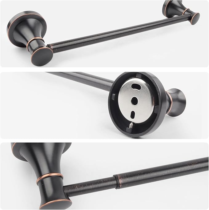 Adjustable Bronze 15 to 26Inch Bath Towel Bar Rack for Bathroom Towel Holder, Wall Mounted Rod Hanger Bathroom Hardware Accessories Hotel Style, Stainless Steel, Oil Rubbed Bronze