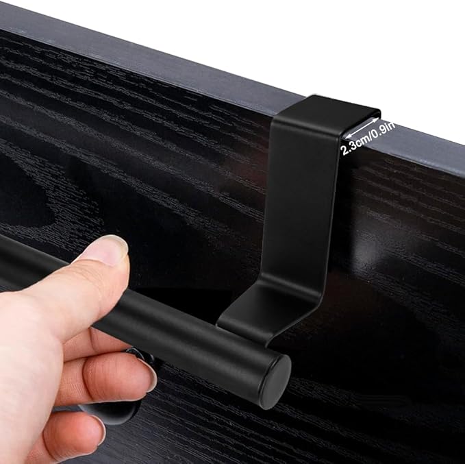 Cabinet Door Towel Bar, Dish Towel Rack for Cabinet, Stainless Steel kitchen Towel Holder, Over the Door Hand Towel Hanger for Kitchen Bathroom Cupboard, 2 Pack (2*Small Black)