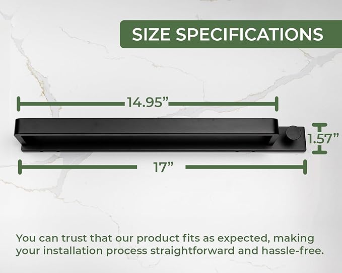Saffron & Sage Towel Rack for Bathroom Wall Mounted, 17 Inch Heavy Duty Stainless Steel Bar, Easy Installation, Matte Black