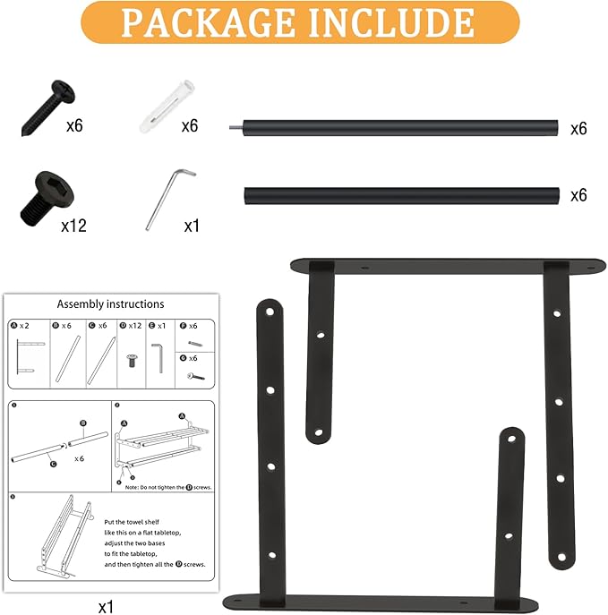 Double Towel Racks for Bathroom, Towel Shelf with Double Towel Bar 24 inch, Towel Rack with Shelf for Bathroom, Stainless Steel Towel Holder Wall Mounted, Towel Storage for Bathroom Lavatory Black