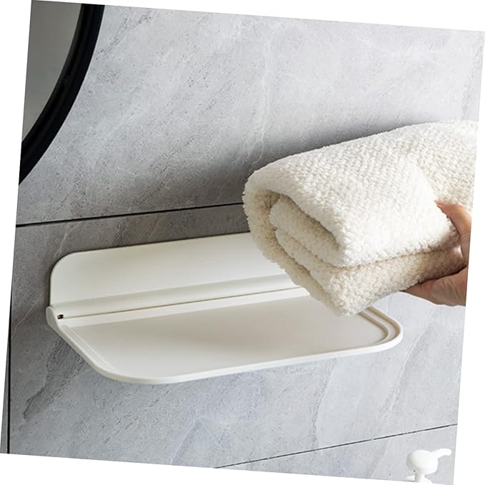 OUNONA Foldable Wall Shelf Bathroom Floating Storage Rack with Strong Load Capacity for Towels Toothbrushes and Sundries Space Saving Wall Mounted Organizer