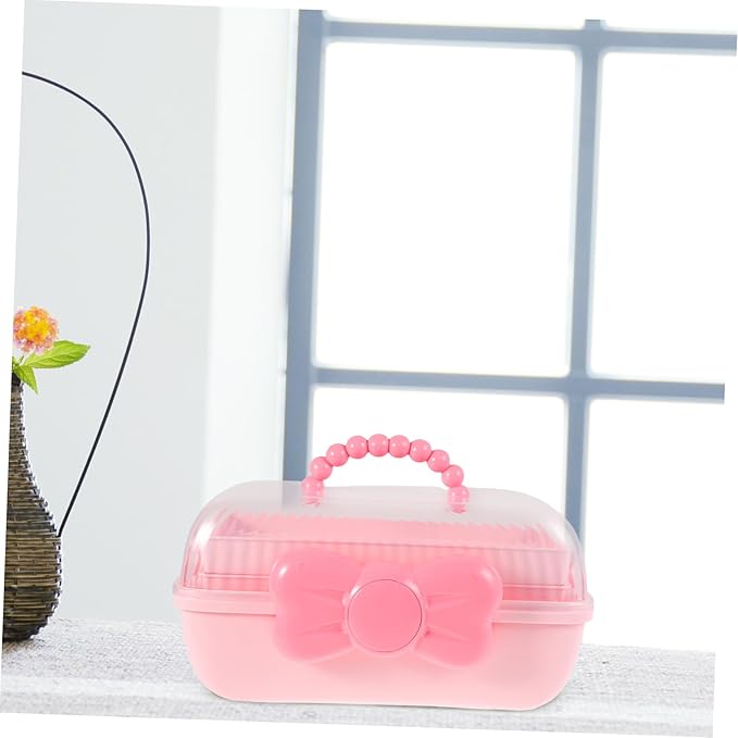 Versatile Hair Accessories Organizer Box for Girls Cute Three-layer Storage Container with Bow Decoration for Hair Clips Bows and Jewelry Home and Travel