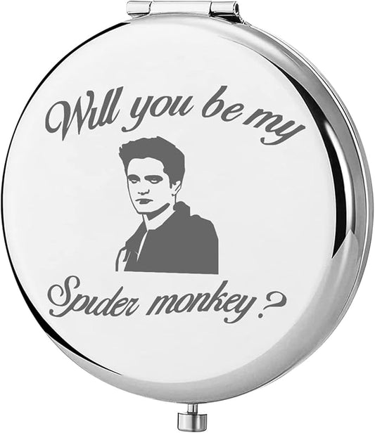 KEYCHIN Vampire Movie Pocket Mirror Vampire Edward and Bella Fans Gifts Will You Be My Spider Monkey Compact Mirror for Women Girls Teenager (Spider Monkey-S)