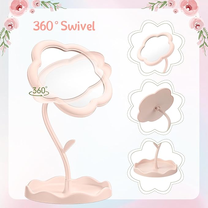 GlikCeil 8 Pcs Flower Shaped Mirror Spa Party Makeup Mirror Sleepover Party Favor for Spa Sleepover Slumber Birthday