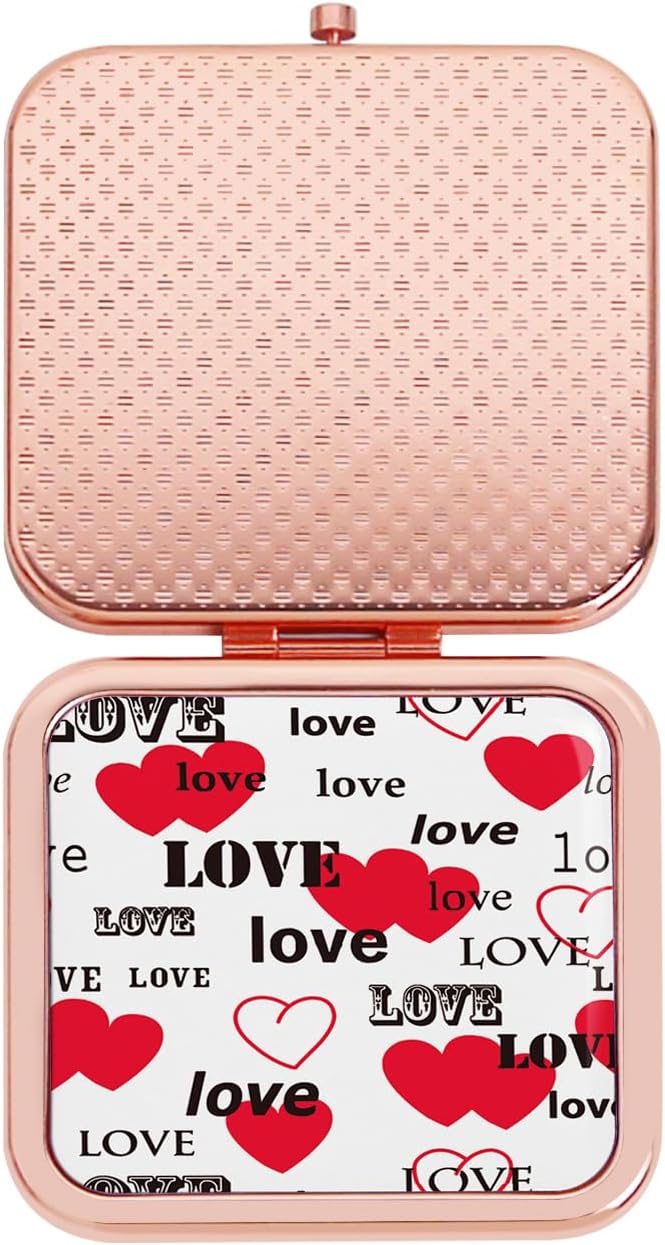 Magnifying Compact Mirror for Purses with 2X 1x Magnification, Folding Mini Pocket Double Sided Travel Makeup Mirror, Perfect for Purse, Pocket Mirror for Gift Rose Gold