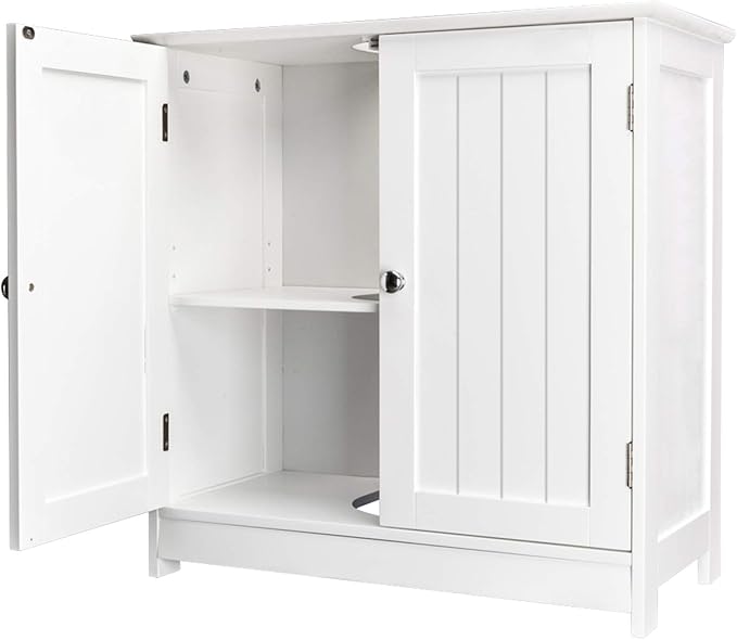 Bathroom Floor Cabinet,Wooden Storage Furniture Bathroom Sink Cabinet with Double Door Adjustable Shelf for Home Living Room