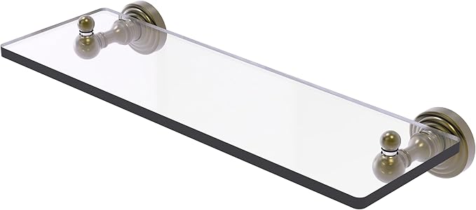Allied Brass WP-1/16-ABR Waverly Place Collection 16 Inch Glass Vanity Beveled Edges Shelf, Antique Brass