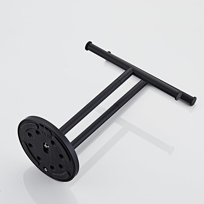 Hand Towel Holder, NEWRAIN Double Countertop Hand Towel Holder Stand, Stainless Steel Free Standing Hand Towel Rack with Heavy Base, for Bathroom Kitchen & Counter top, Matte Black