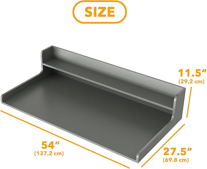 SpaceAid Washer Dryer Countertop with 2-Tier Shelf, Wood Topper with Edge, 54" Width x 27.5" Depth Cover Organizer Guard for Washer and Dryer Counter Laundry Hamper Storage (Gray)