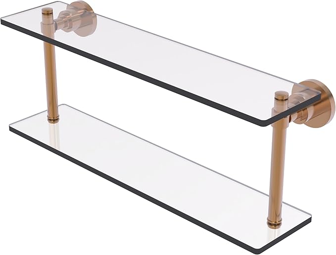 Allied Brass WS-2/22-BBR Washington Square Collection 22 Inch Two Tiered Glass Shelf, Brushed Bronze