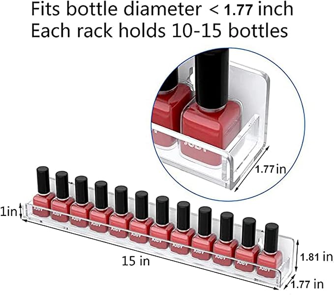 HESIN Acrylic Nail Polish Organizer Wall Mounted Nail Polish Display Racks 4 Pack Essential Oil Stand Holder Home Organizer