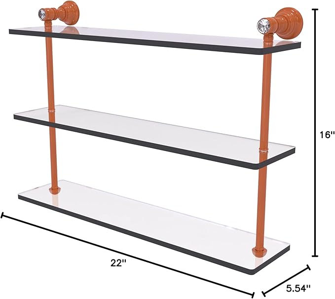 Allied Brass CC-5-22-ASP Carolina Crystal Collection 22 Inch Triple Glass Shelf, Autumn Sparkle