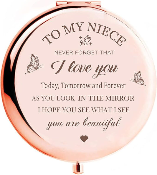 Niece Compact Mirror - Makeup Mirror Gifts for Niece from Aunt, Birthday & Christmas