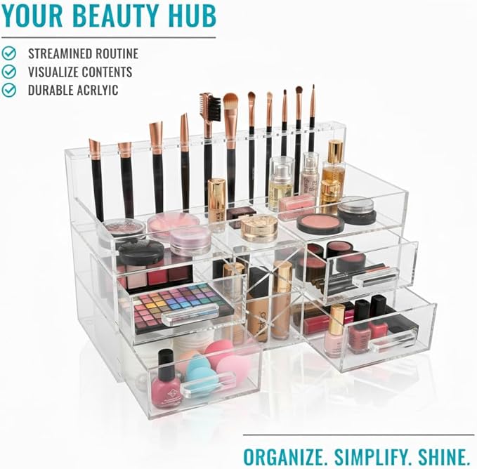 OnDisplay Acqua Luxury Handmade Acrylic Cosmetic/Makeup Organizer