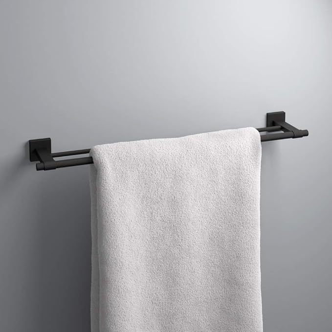 Franklin Brass Maxted (1-Pack) 24" Towel Rack for Bathroom, Matte Black Double Towel Bar for Bathroom Wall Towel Holder Rod Wall Mounted Bathroom Accessories MAX25-FB