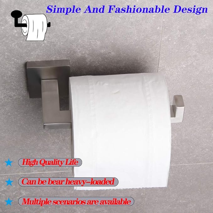 GERZWY Contemporary Stainless Steel Wall Mounted 2-Piece Bathroom Hardware Set - Towel Ring Toilet Paper Holder, Brushed Finish IG1856-2LS