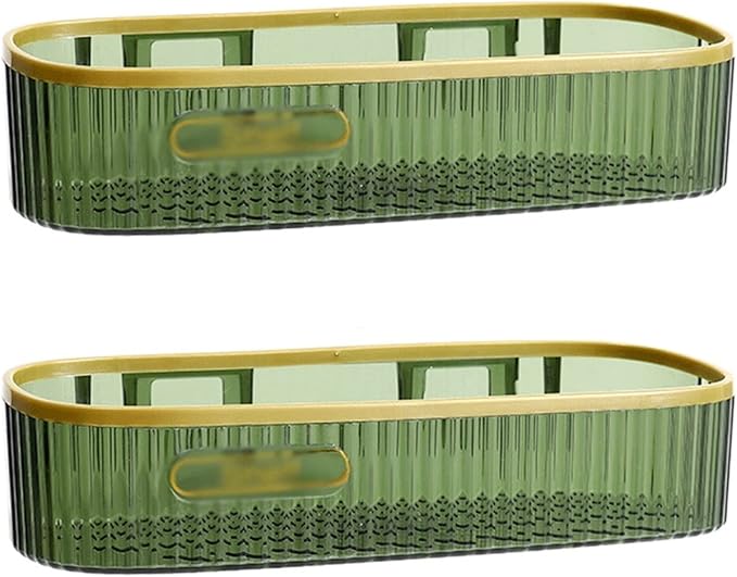 Floating Shelves for Wall 2 plastic shelves for toiletries, single layer wall mounted transparent plastic storage shelves, non perforated, simple bathroom shelves Shelf Organizer Rack(Green)