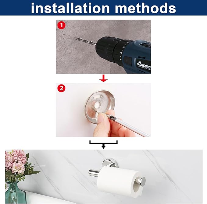NearMoon Bathroom Toilet Paper Holder, Premium SUS304 Stainless Steel Rustproof Wall Mounted Toilet Roll Holder for Bathroom, Kitchen (2 Pack, Chrome Finish)