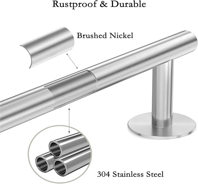 9 Inch Brushed Nickel Hand Towel Holders - Small Space Solutions Towel Rack for Bathroom&Kitchen, Stainless Steel Self Adhesive Bathroom Towel Bar, Towel Organizer Bathroom Hardware