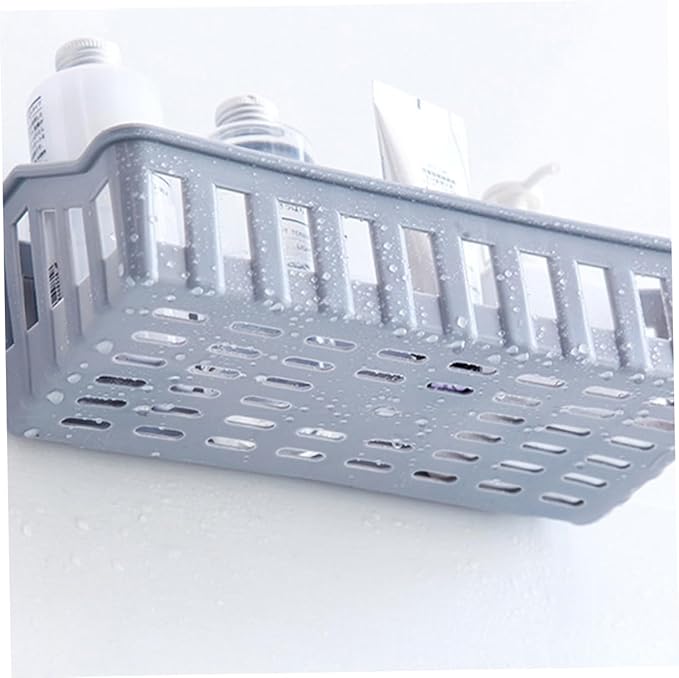 GLEAVI 3Pcs Self Adhesive Wall Mounted Storage Rack Punch Plastic Organizer for Bathroom Kitchen Versatile Shelf for Toiletries Condiments and More Random Color