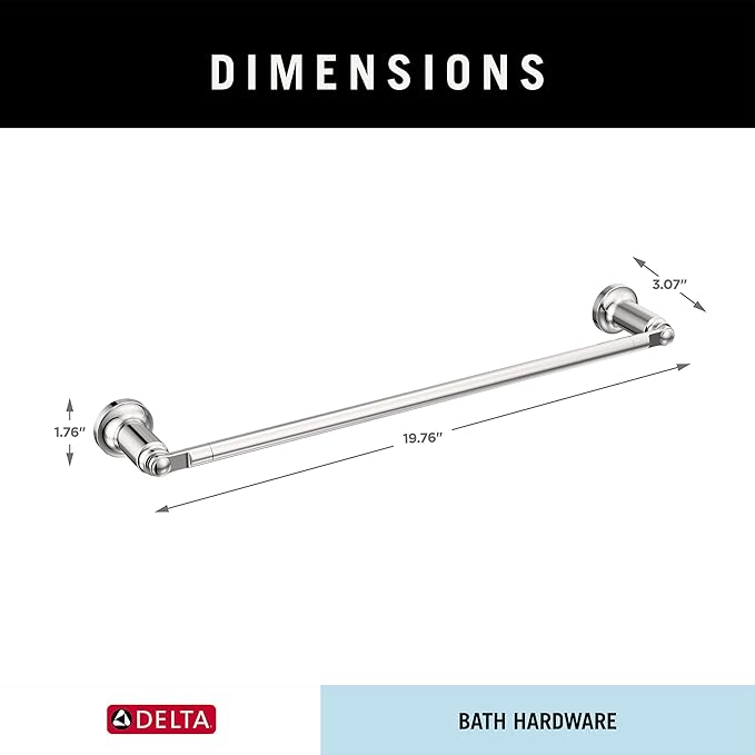 Delta Saylor (1-Pack) 18'' Towel Rack for Bathroom Polished Chrome Towel Bar for Bathroom Wall Towel Holder Rod Wall Mounted 73518