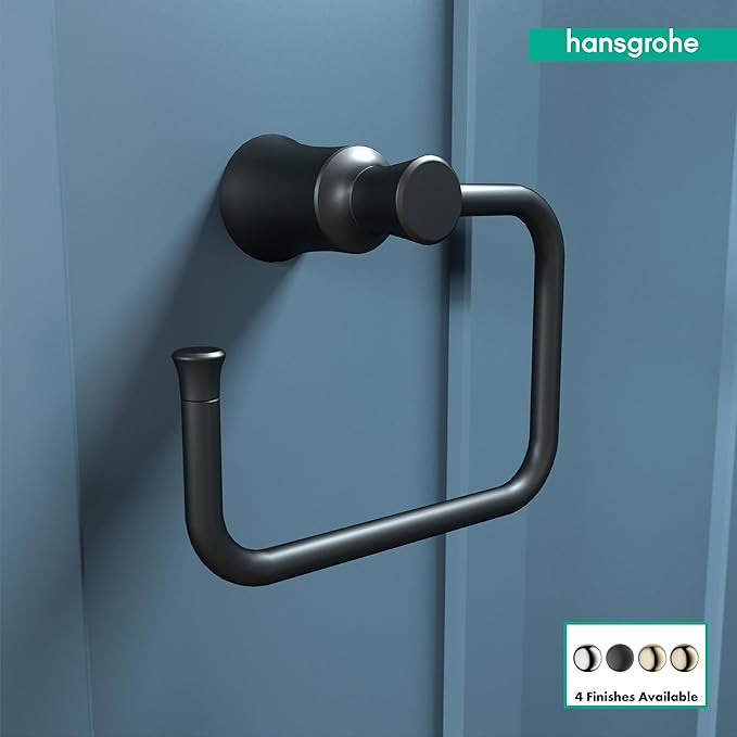 hansgrohe 4786670 Joleena Towel Ring in Matte Black, 8.3-Inches Wide