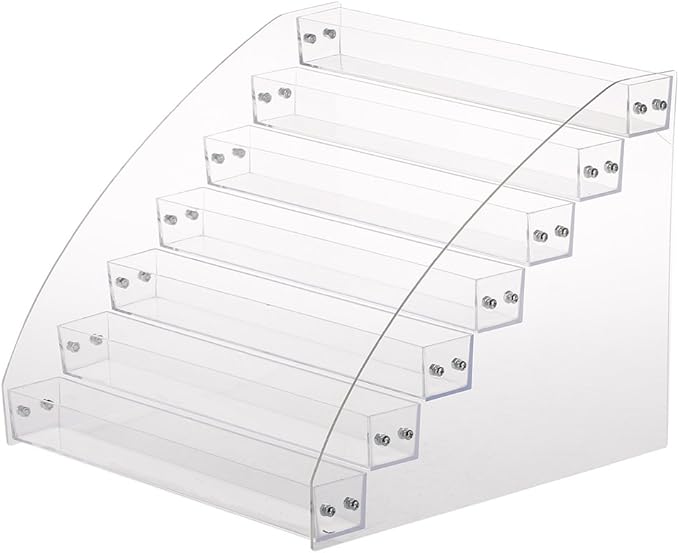 Nail Polish Organizer, Clear Acrylic Makeup Fingernail Polish Bottles Tray Tabletop Display Stand Storage Rack Transparent Essential Oil Stand Holder for Home and Commercial Organization(Seven Layers)